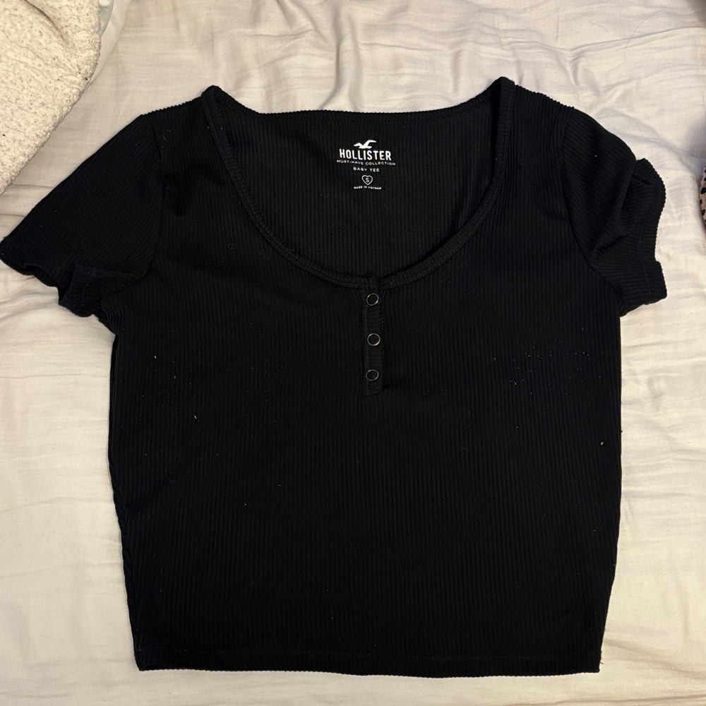 Hollister Black Ribbed Short Sleeve Top